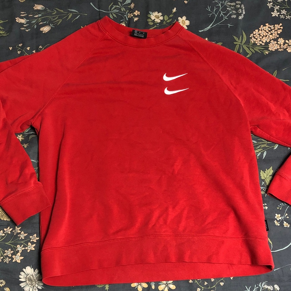 Nike International Double Swoosh Crewneck Graphic Sweatshirt in Red Made in 2008